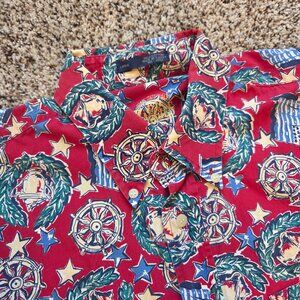 Vintage America's‎ Cup 1995 Short Sleeve Shirt Mens Large Red BD Baggies Cotton